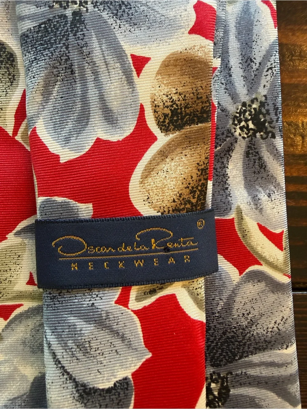 Vintage Oscar de la Renta Red Tie with Floral Print